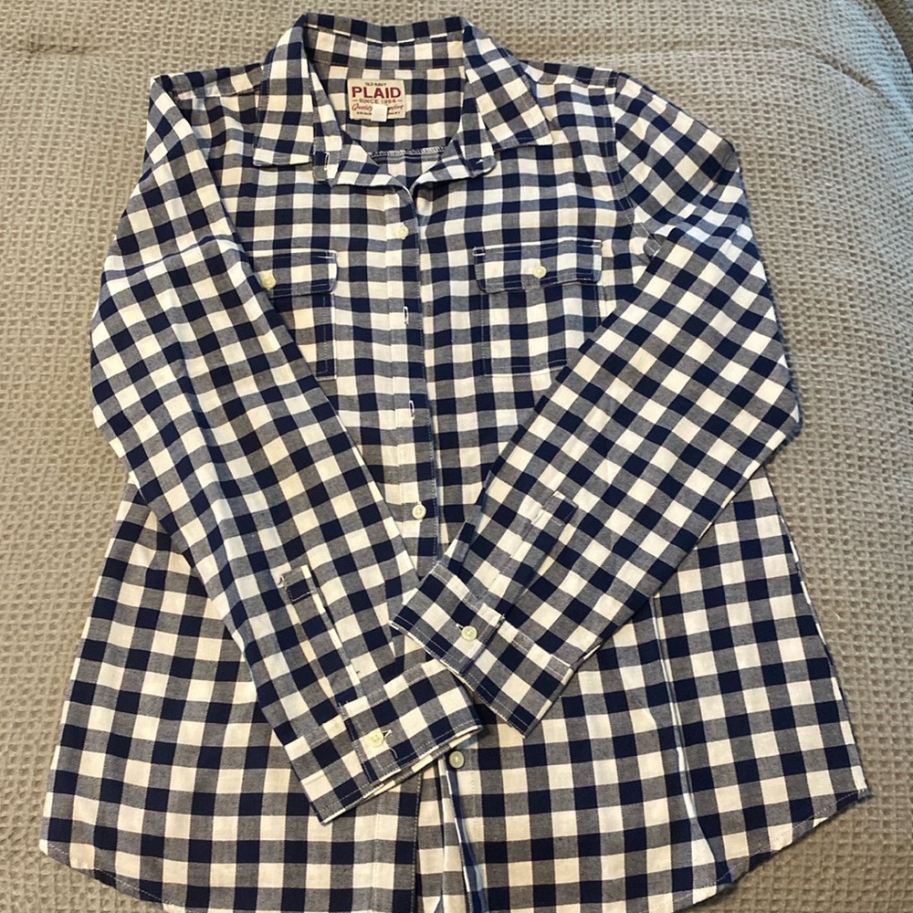 Navy and White Old Navy Women’s Flannel